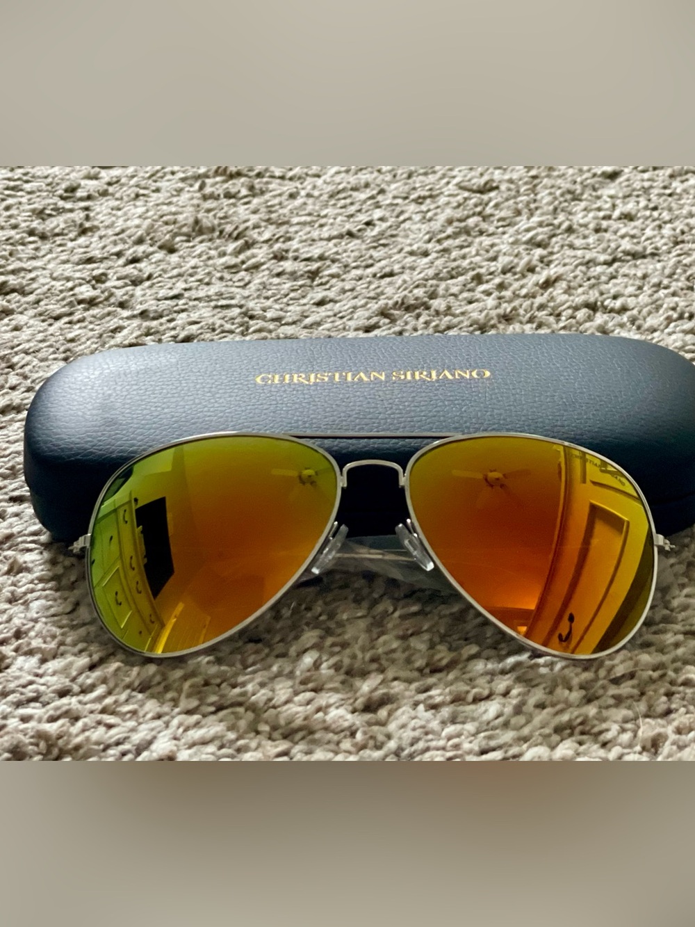 Christian Siriano Aviator Sunglasses Orange Mirrored Lenses